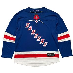 NWOT New York Rangers Fanatics Jersey Men's Large Blue Red NHL Blank Hockey